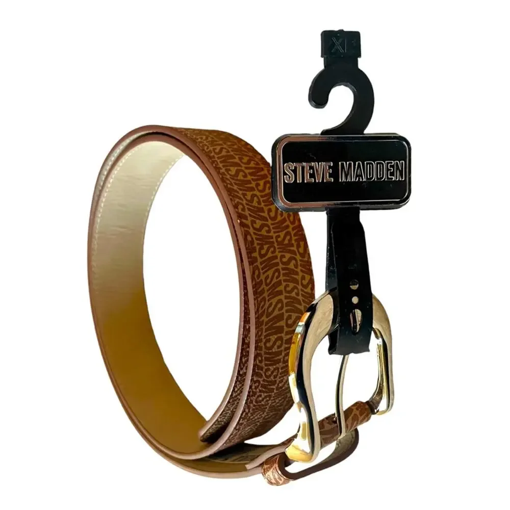 Steve Madden Womens Size XL Fish-Eye-Logo Waist Belt in‎ Brown NWT